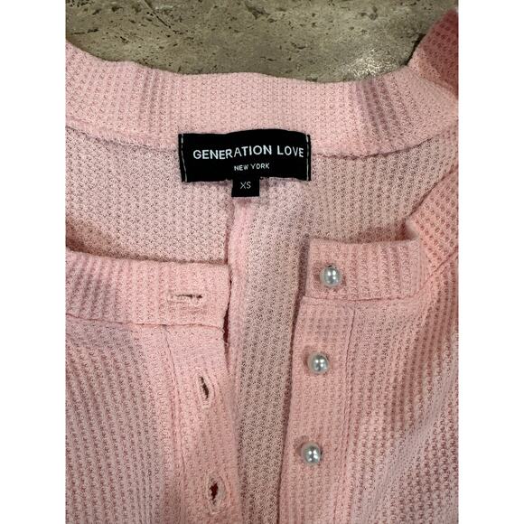 Generation Love Puff sleeve Waffle Knit Long Sleeve Pink top size XS - Picture 4 of 7